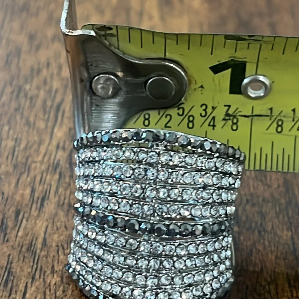 Ring size 8 bracelet rhinestone paved silver tone bling bling fashion jewelry - Picture 10 of 17